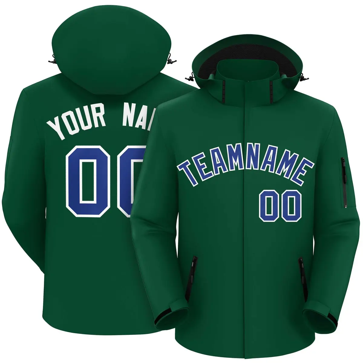 Green Royal-White Classic Style Waterproof Jacket