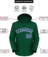 Green Royal-White Classic Style Waterproof Jacket 2