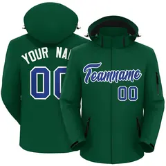 Green Royal-White Classic Style Waterproof Jacket