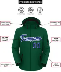 Green Royal-White Classic Style Waterproof Jacket 2