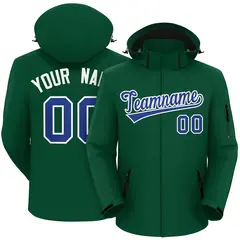 Green Royal-White Classic Style Waterproof Jacket