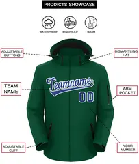 Green Royal-White Classic Style Waterproof Jacket 2
