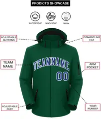 Green Royal-White Classic Style Waterproof Jacket 2