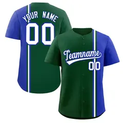 Green Royal White Color Block Authentic Baseball Jersey 1