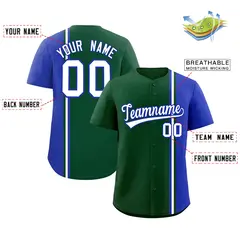 Green Royal White Color Block Authentic Baseball Jersey 2