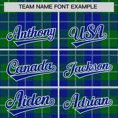 Green Royal-White Plaid Varsity Letterman Baseball Jacket 3
