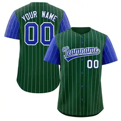 Green Royal-White Stripe Raglan Baseball Jersey 1