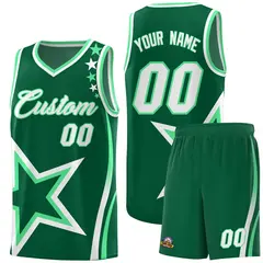 Green Shoulder Stars Graffiti Basketball Jersey 1