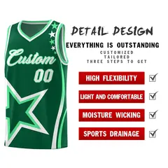 Green Shoulder Stars Graffiti Basketball Jersey 2