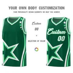 Green Shoulder Stars Graffiti Basketball Jersey 3