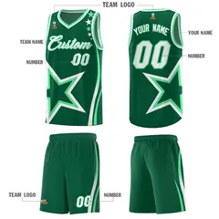 Green Shoulder Stars Graffiti Basketball Jersey 5