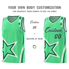 Green Shoulder Stars Graffiti Basketball Jersey 3