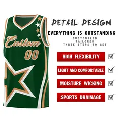 Green Shoulder Stars Graffiti Basketball Jersey 2