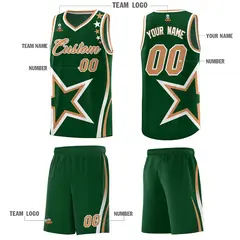 Green Shoulder Stars Graffiti Basketball Jersey 5