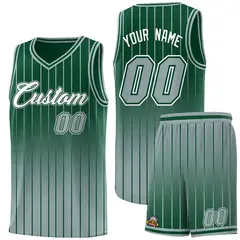 Green Silver Gradient Stripe Fashion Basketball Jersey 1