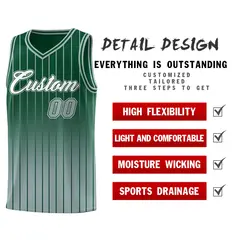 Green Silver Gradient Stripe Fashion Basketball Jersey 2