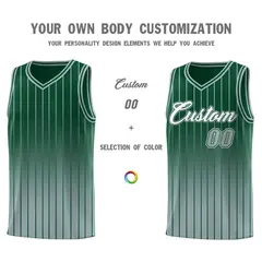 Green Silver Gradient Stripe Fashion Basketball Jersey 3