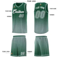 Green Silver Gradient Stripe Fashion Basketball Jersey 5