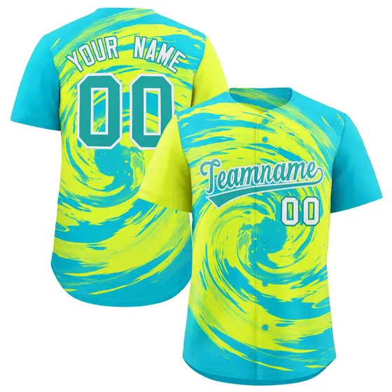 Green Sky Blue Swirl Graffiti Pattern Baseball Jersey