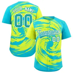 Green Sky Blue Swirl Graffiti Pattern Baseball Jersey 1