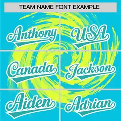 Green Sky Blue Swirl Graffiti Pattern Baseball Jersey 3