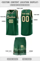 Green Square Grid Graffiti Basketball Jersey 2