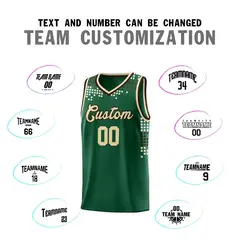 Green Square Grid Graffiti Basketball Jersey 3