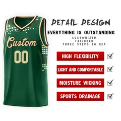 Green Square Grid Graffiti Basketball Jersey 4