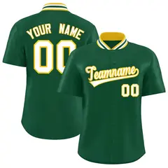 Green Stand Collar Classic Baseball Jersey