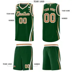 Green Star Pattern Color Block Shoulders Basketball Jersey 5