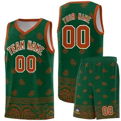 Green Texas Orange Cashew Pattern Basketball Uniform Jersey 36