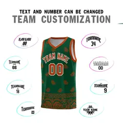Green Texas Orange Cashew Pattern Basketball Uniform Jersey 39