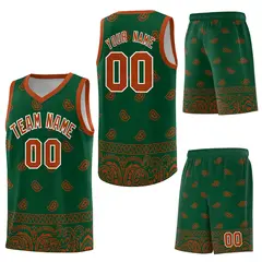 Green Texas Orange Cashew Pattern Basketball Uniform Jersey 41