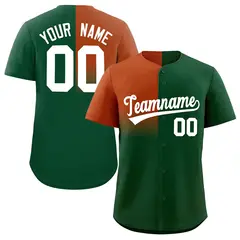 Green Texas Orange Half Gradient Authentic Baseball Jersey 1