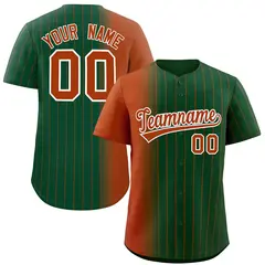 Green Texas Orange Pinstripe Gradient Baseball Jersey 1