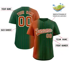 Green Texas Orange Pinstripe Gradient Baseball Jersey 2