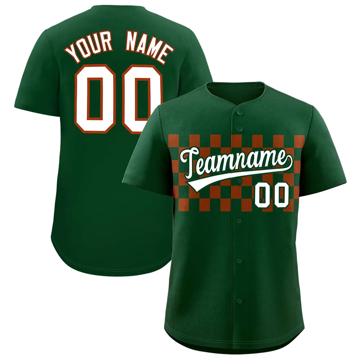 Green Texas Orange Plaid Fashion Authentic Baseball Jersey