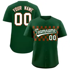 Green Texas Orange Plaid Fashion Authentic Baseball Jersey 1