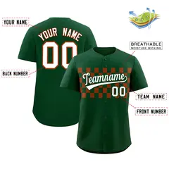 Green Texas Orange Plaid Fashion Authentic Baseball Jersey 2