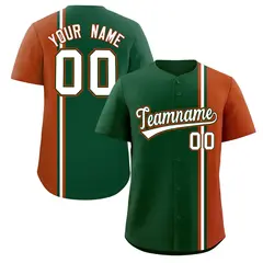 Green Texas Orange White Color Block Baseball Jersey 1
