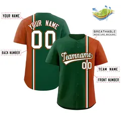 Green Texas Orange White Color Block Baseball Jersey 2