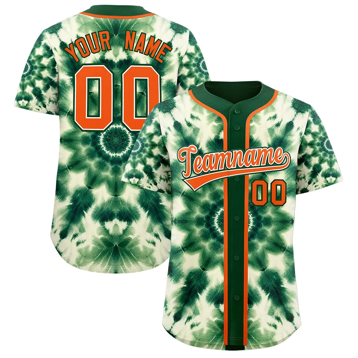 Green Tie-Dye Graffiti Authentic Baseball Jersey