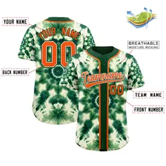 Green Tie-Dye Graffiti Authentic Baseball Jersey 2