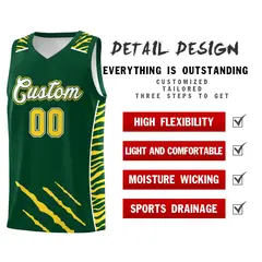 Green Tiger Claw Pattern Sports Uniform Basketball Jersey 2