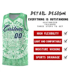 Green White Aztec Sun Stone Graffiti Basketball Jersey 2