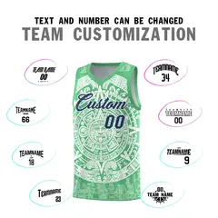 Green White Aztec Sun Stone Graffiti Basketball Jersey 4