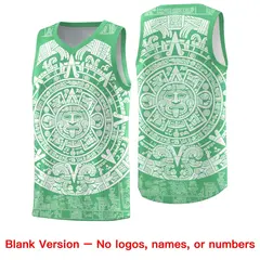 Green White Aztec Sun Stone Graffiti Basketball Jersey 6