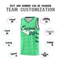 Green White Bat Pattern Halloween Basketball Jersey 4