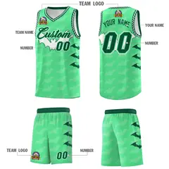 Green White Bat Pattern Halloween Basketball Jersey 5