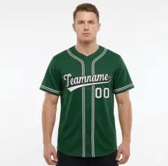 Men's Green White-Black Baseball Jersey 1